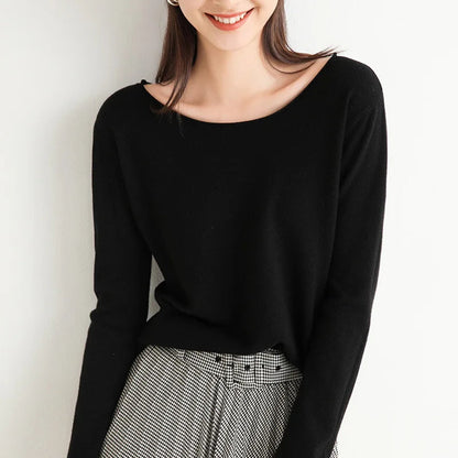 Pull Maille Col Bateau Femme Décontracté