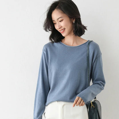 Pull Maille Col Bateau Femme Décontracté