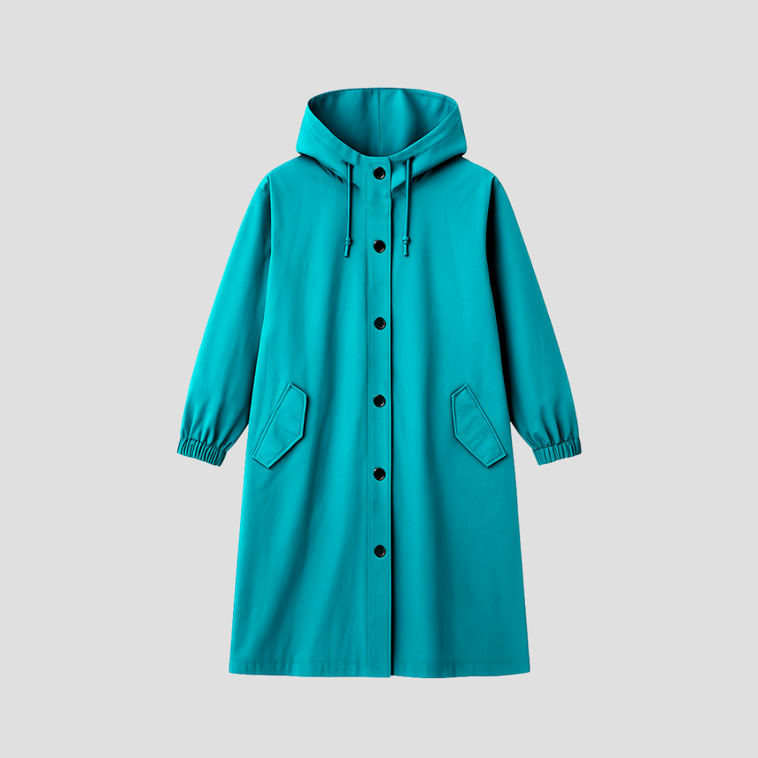 VogeLuxe | Imperméable mi-long élégant pour femme avec capuche 1
