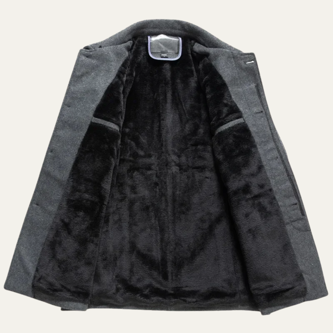 VogeLuxe | Manteau boutonné doublé sherpa pour homme 4