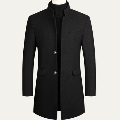 Manteau Homme Slim à Col Montant Noir - PanierRoyale