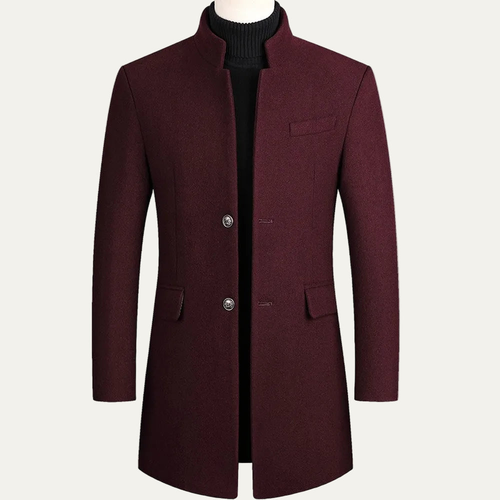 Manteau Homme Slim à Col Montant Noir