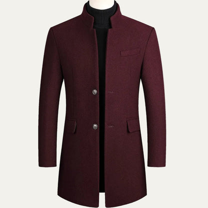 Manteau Homme Slim à Col Montant Noir