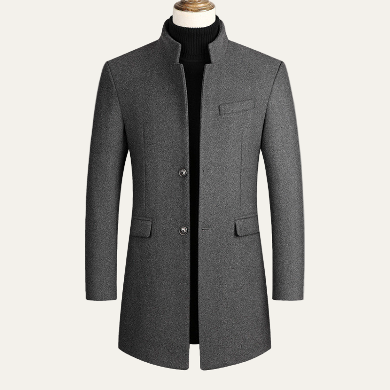 Manteau Homme Slim à Col Montant Noir