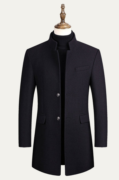 Manteau Homme Slim à Col Montant Noir