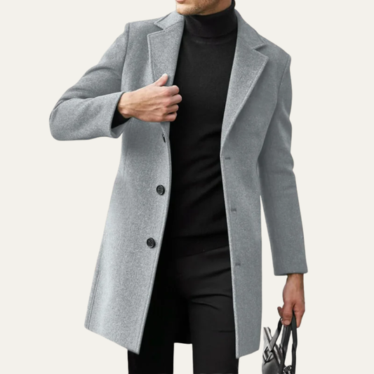 VogeLuxe | Manteau classique mi-cuisse pour homme en laine mélangée 0