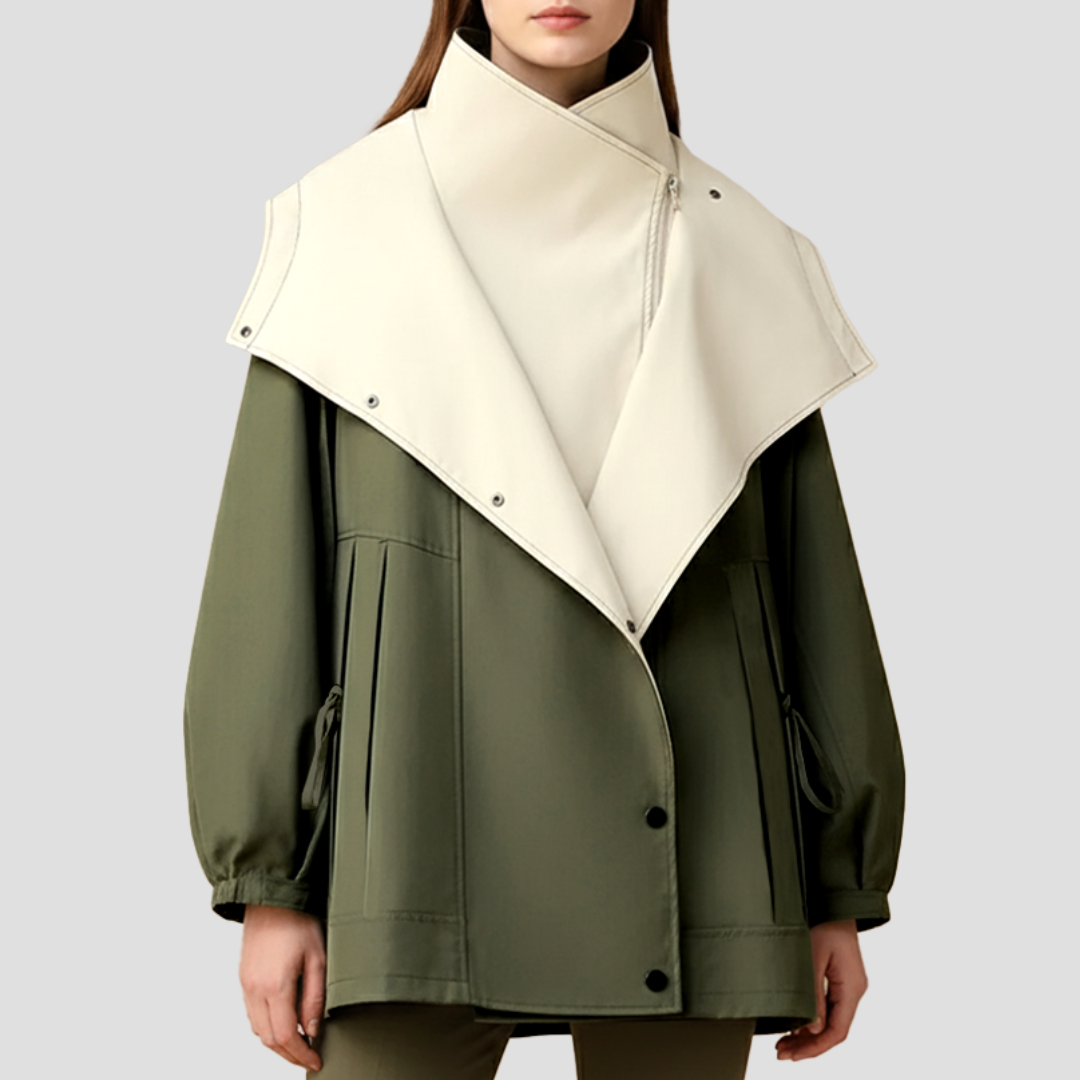 Manteau Femme Court Capuche et Revers Élégant - PanierRoyale