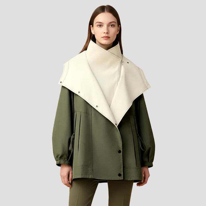 Manteau court à col montant et revers cape - vue 3