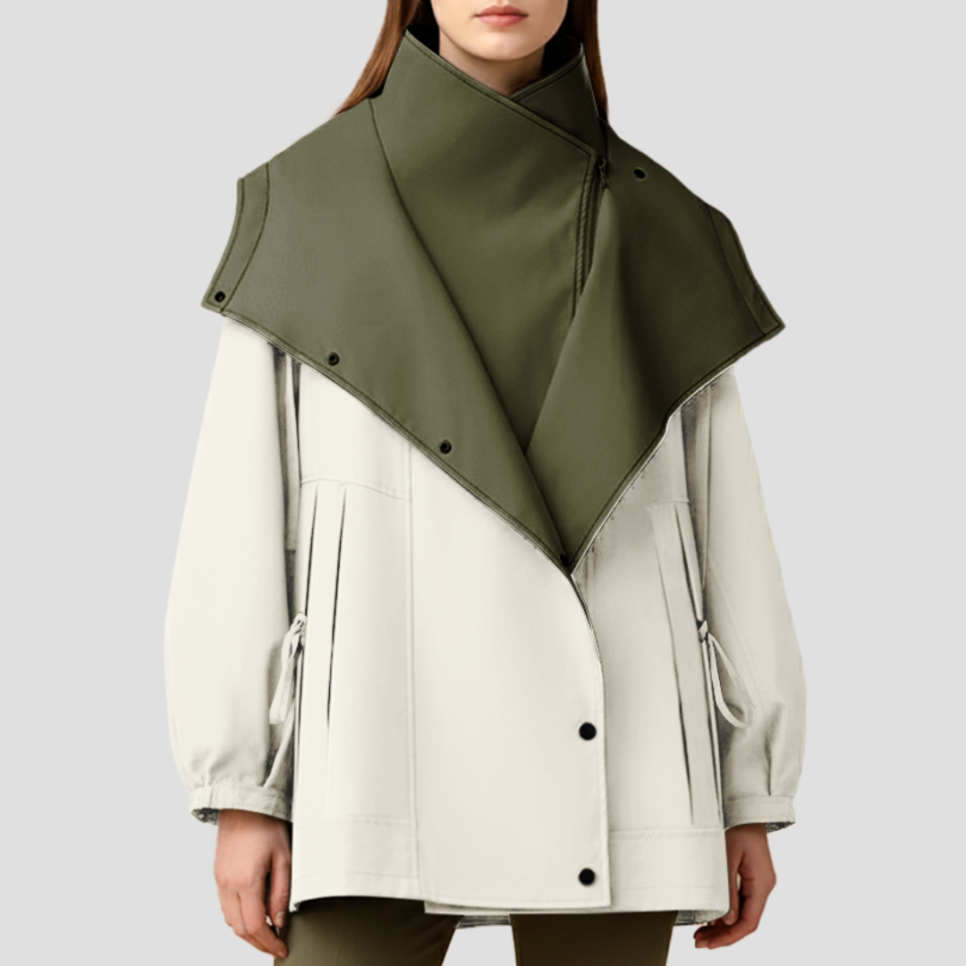 Manteau Femme Court Capuche et Revers Élégant