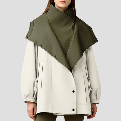 Manteau Femme Court Capuche et Revers Élégant