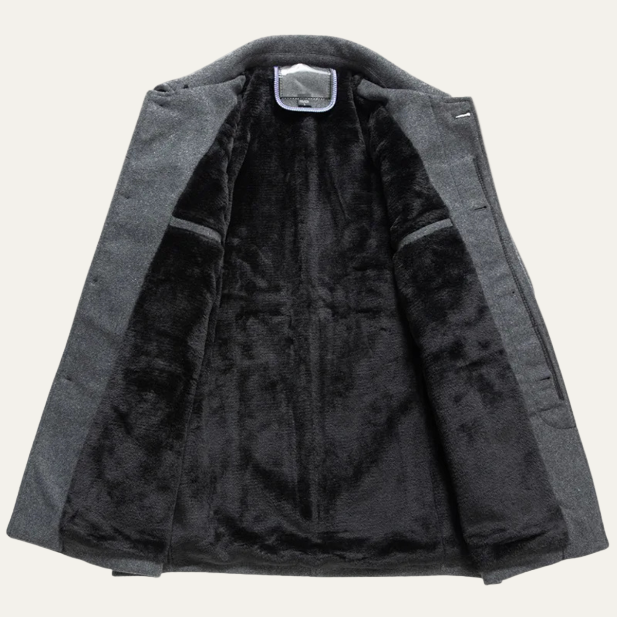 VogeLuxe | Manteau court pour homme en laine mélangée avec doublure en fausse fourrure 3
