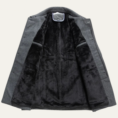 VogeLuxe | Manteau court pour homme en laine mélangée avec doublure en fausse fourrure 3