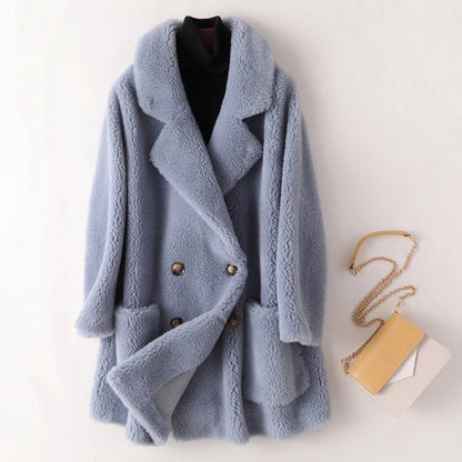 VogeLuxe | Manteau croisé Teddy pour femme 1
