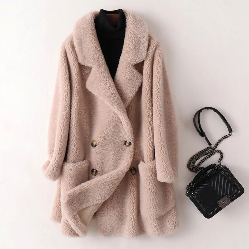 VogeLuxe | Manteau croisé Teddy pour femme 2