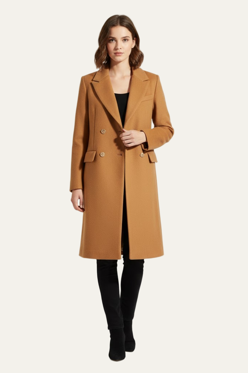 VogeLuxe | Manteau croisé à boutons dorés pour femme 1