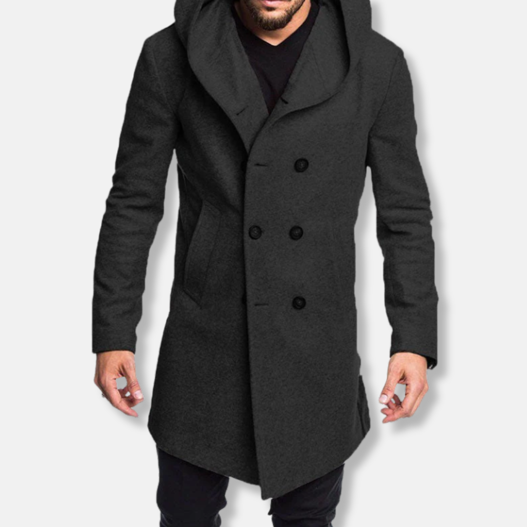 VogeLuxe | Manteau croisé à capuche pour homme 1