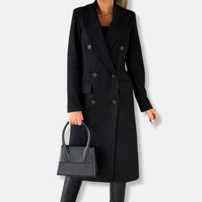 VogeLuxe | Manteau croisé classique en laine mélangée pour femme 2