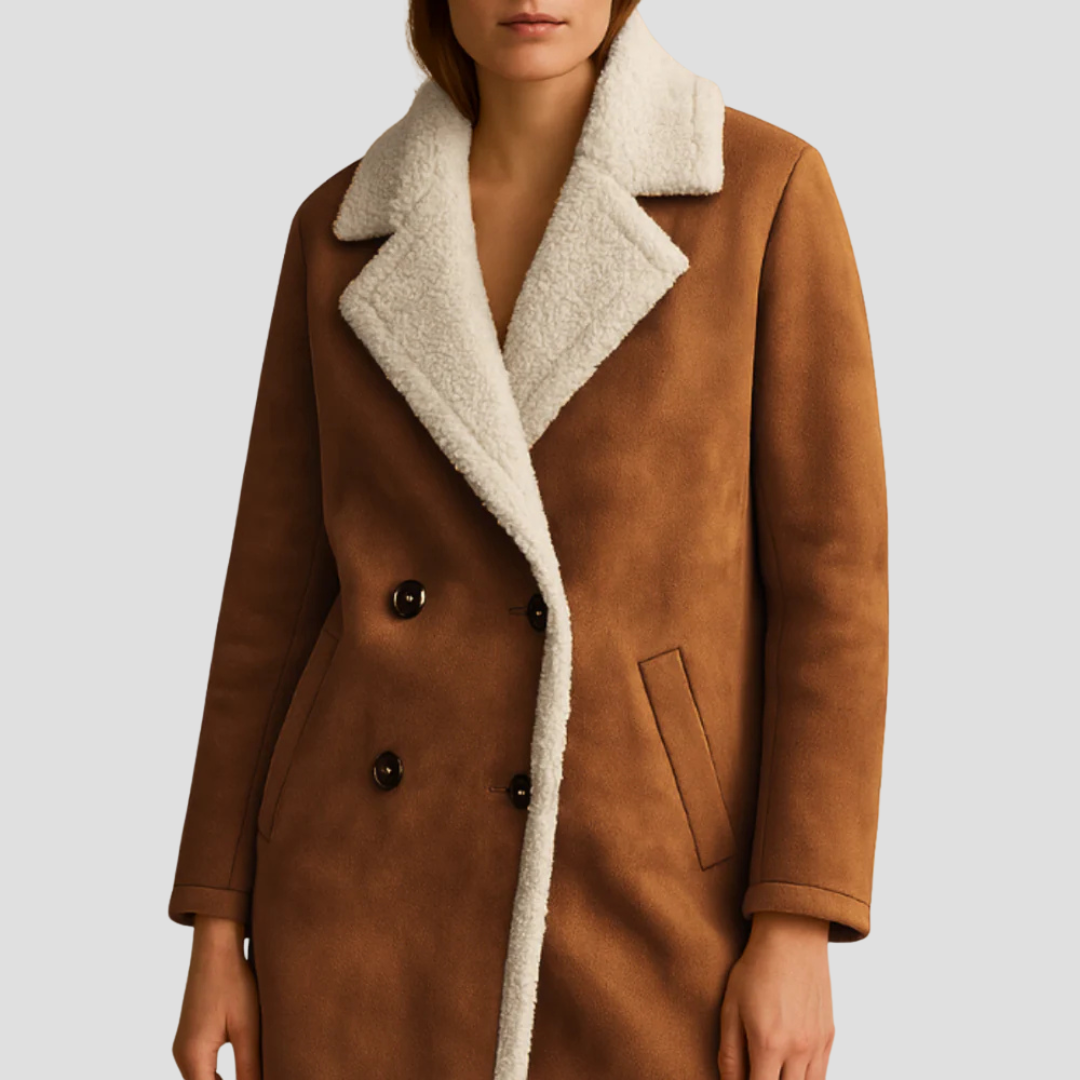Manteau femme en cuir doublé polaire épais et chaud - PanierRoyale