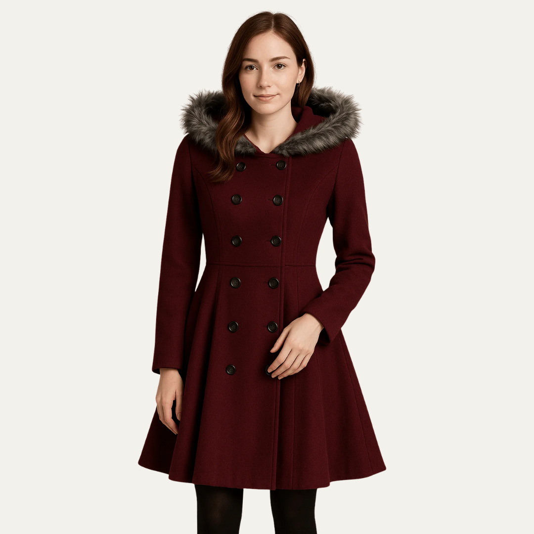 Manteau femme évasé avec ceinture ajustable