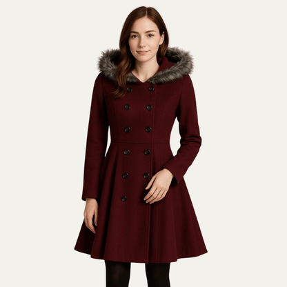 Manteau femme évasé avec ceinture ajustable