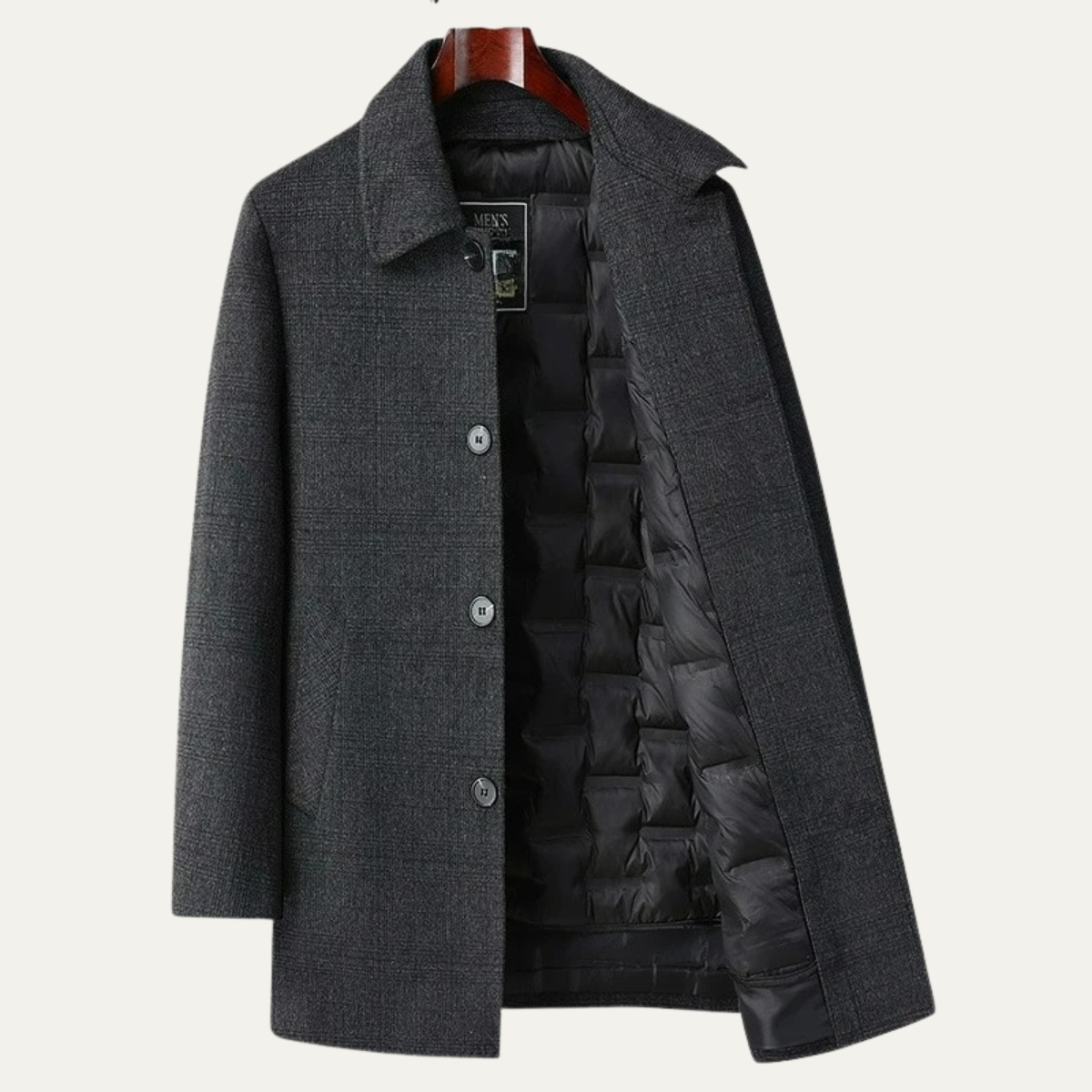 VogeLuxe | Manteau d'hiver en laine à carreaux pour homme 0