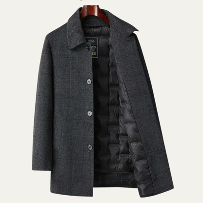 VogeLuxe | Manteau d'hiver en laine à carreaux pour homme 0