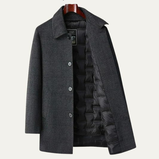 VogeLuxe | Manteau d'hiver en laine à carreaux pour homme 0