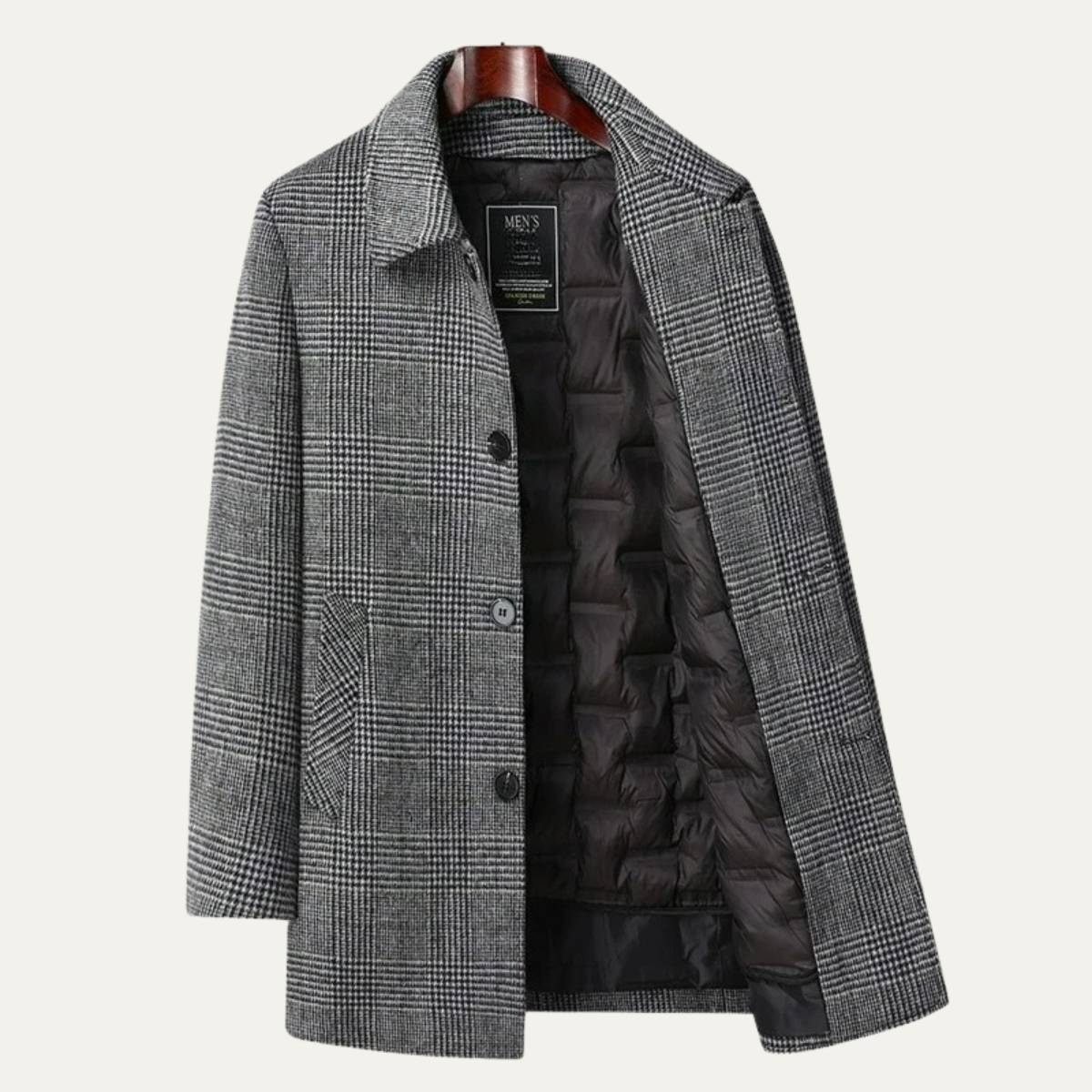 VogeLuxe | Manteau d'hiver en laine à carreaux pour homme 6