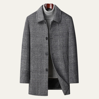 VogeLuxe | Manteau d'hiver en laine à carreaux pour homme 7