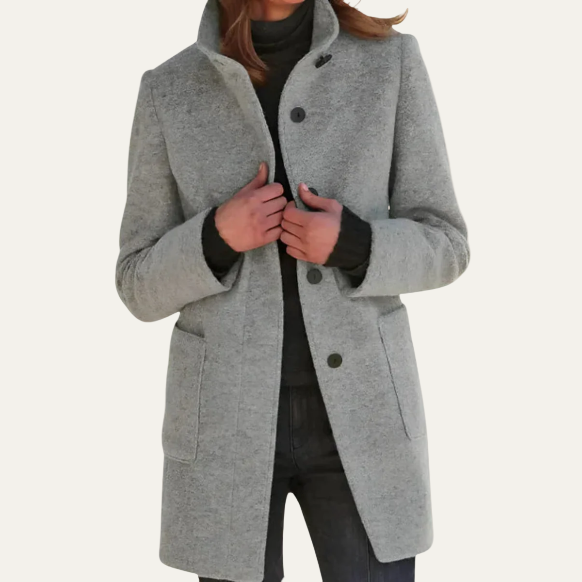 Manteau femme col montant chaud et élégant - PanierRoyale