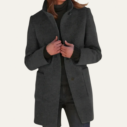 Manteau femme col montant chaud et élégant
