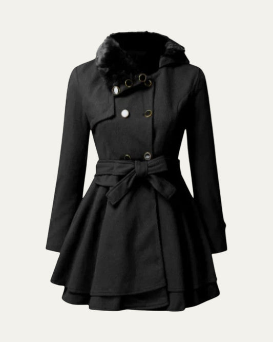 VogeLuxe | Manteau élégant évasé en fausse fourrure pour femme 0