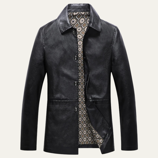 VogeLuxe | Manteau en cuir classique et décontracté pour homme 0