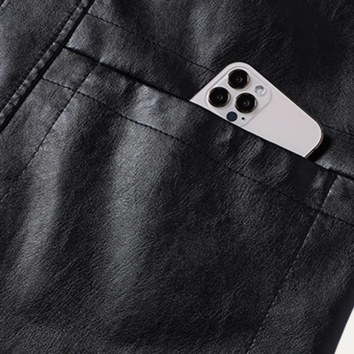 VogeLuxe | Manteau en cuir classique et décontracté pour homme 5