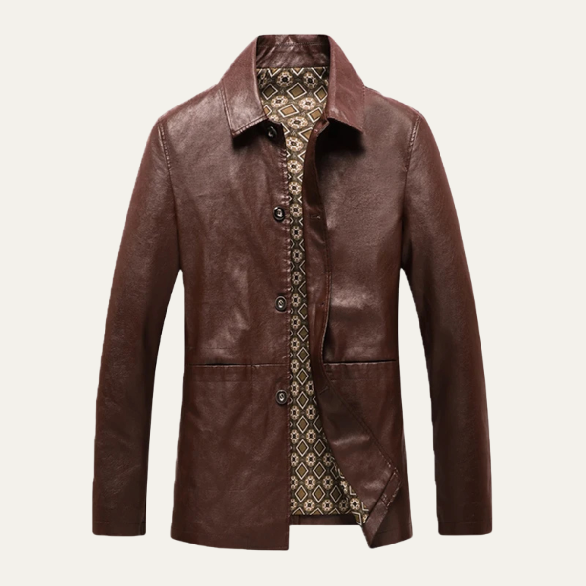 VogeLuxe | Manteau en cuir classique et décontracté pour homme 8