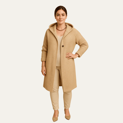 Manteau femme capuche effet côtelé tendance hiver
