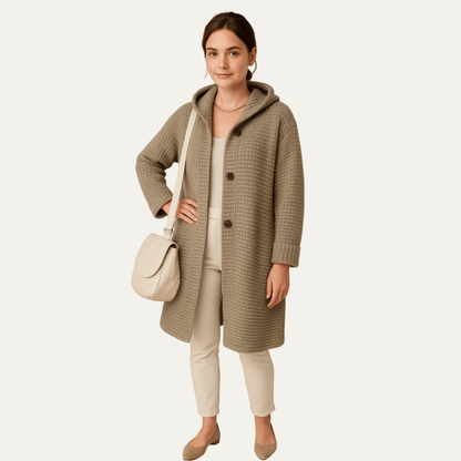 Manteau femme capuche effet côtelé tendance hiver