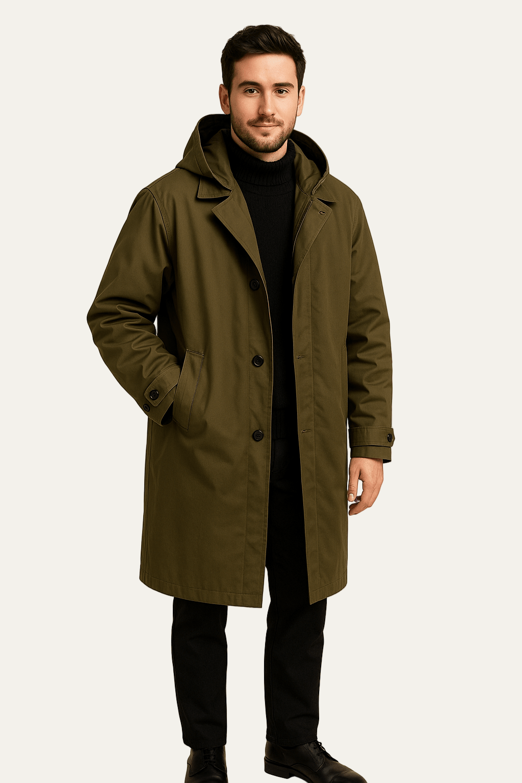 Manteau Homme Imperméable à Capuche avec Doublure en Polaire
