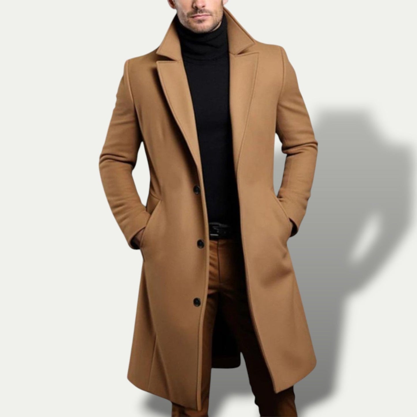 Manteau Homme Long Noir à Fermeture Éclair