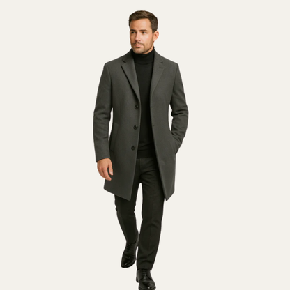 VogeLuxe | Manteau long classique à simple boutonnage pour homme 3