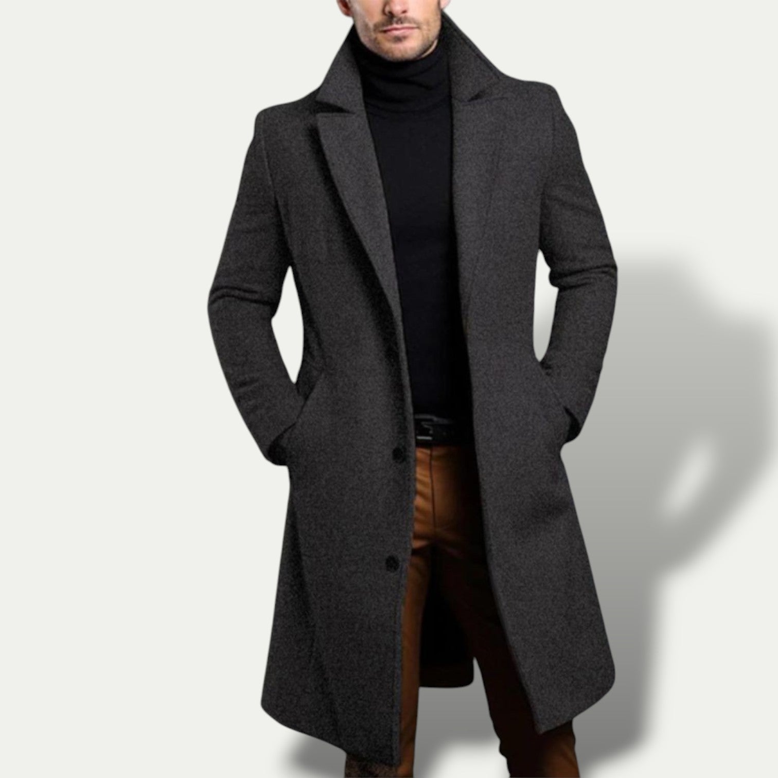 VogeLuxe | Manteau long classique à trois boutons pour homme 1