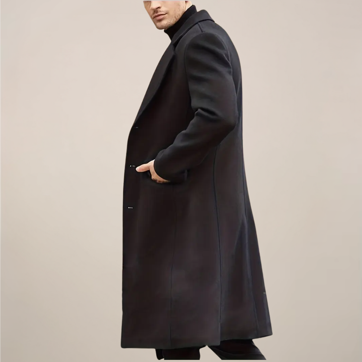 VogeLuxe | Manteau long homme sur mesure à simple boutonnage 1