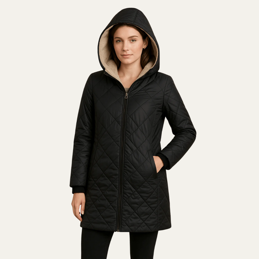 Manteau femme long doublé sherpa chaud et matelassé - PanierRoyale