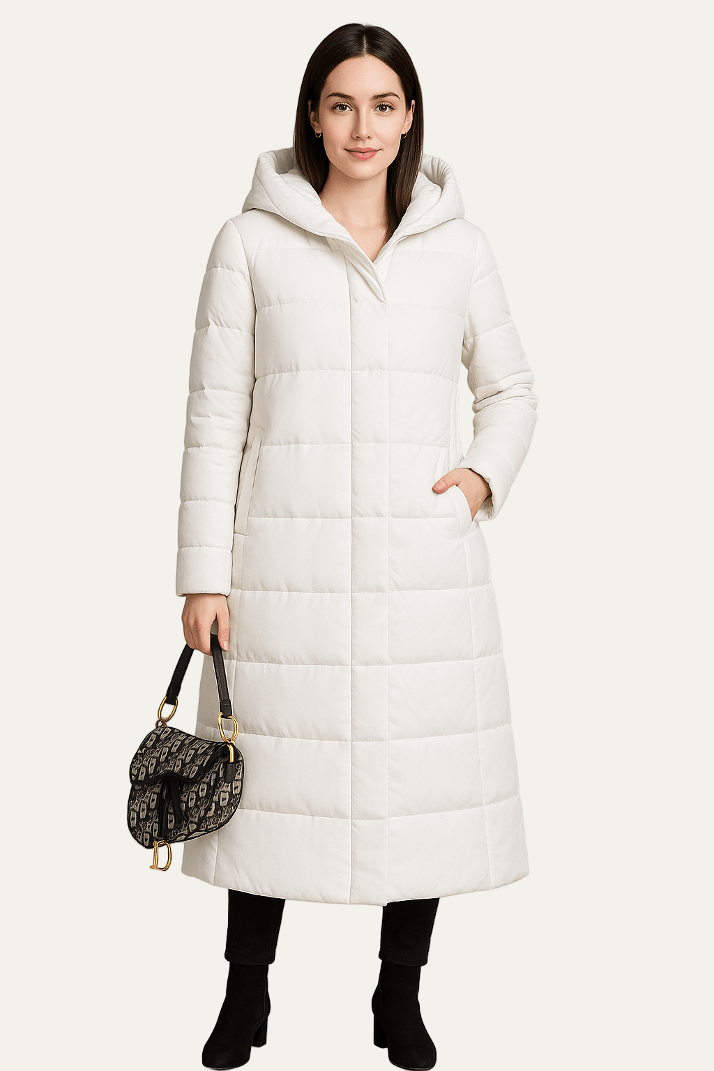 VogeLuxe | Manteau long matelassé à capuche pour femme 3