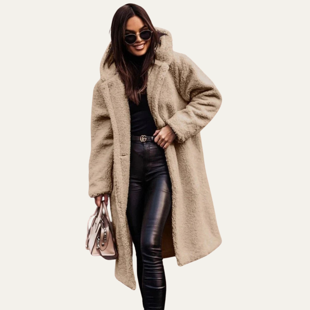 Manteau femme long et doux en peluche oversize - PanierRoyale