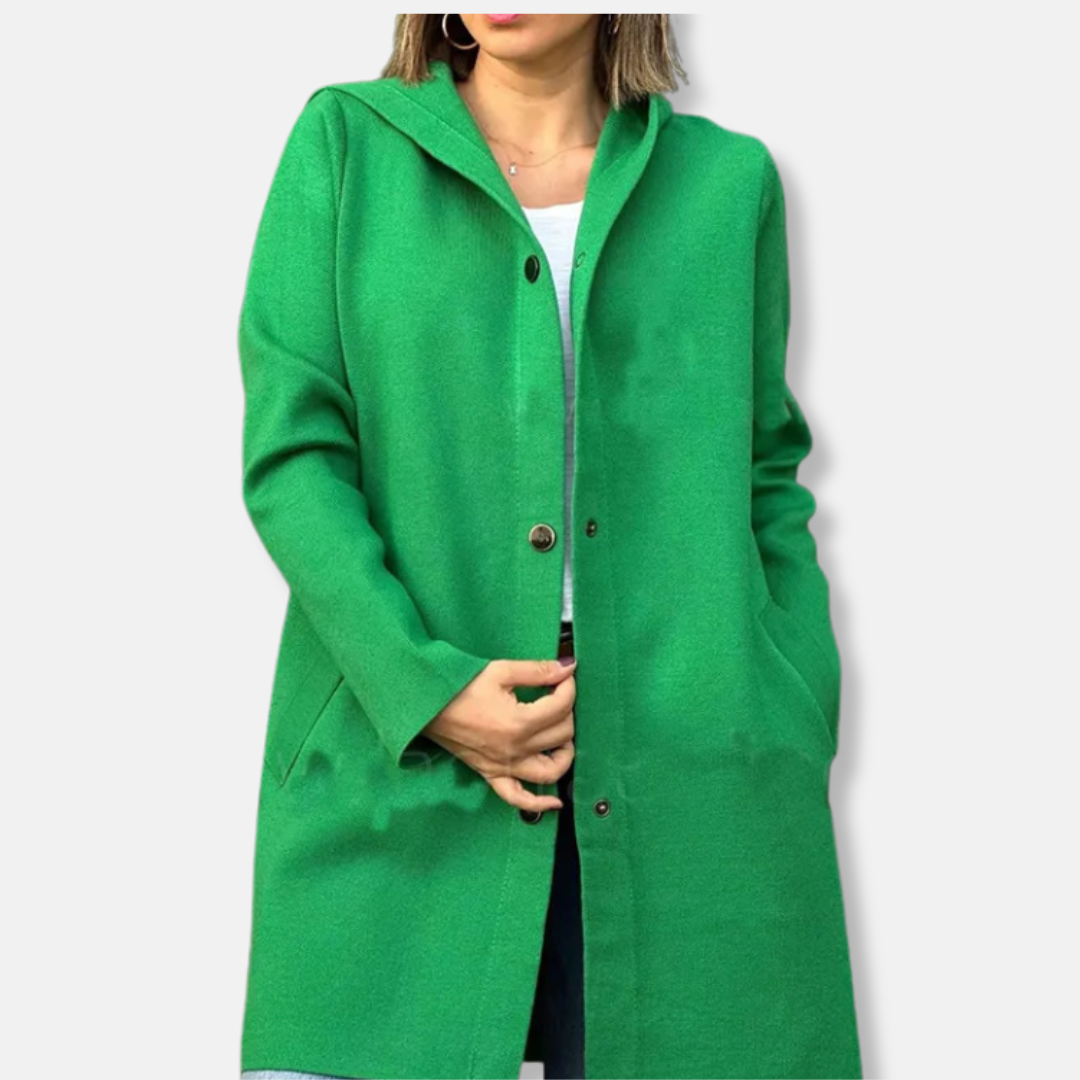 VogeLuxe | Manteau long trapèze à capuche pour femme 1