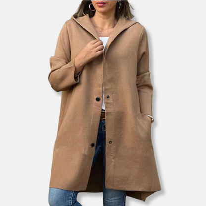 Manteau femme long à capuche et manches longues