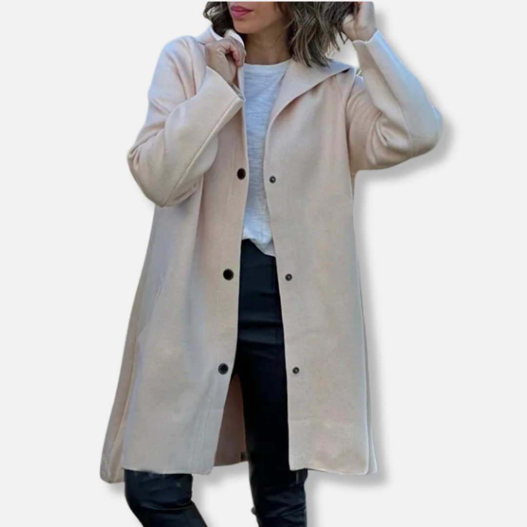 VogeLuxe | Manteau long trapèze à capuche pour femme 5
