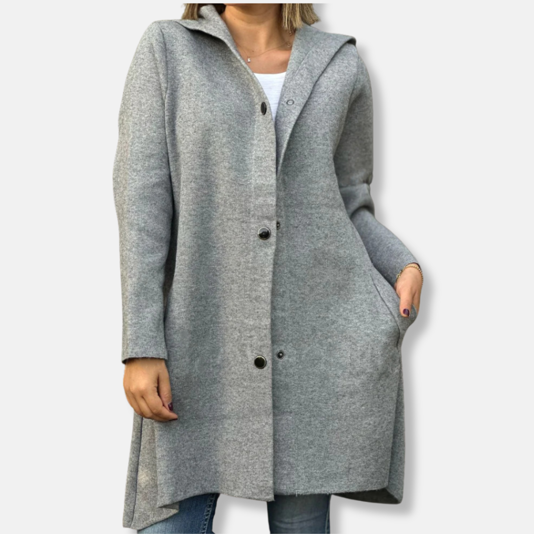 VogeLuxe | Manteau long trapèze à capuche pour femme 6