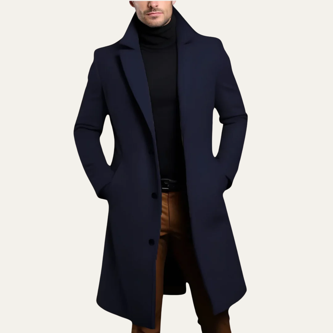 Manteau Homme Long Noir Trois Boutons Classique